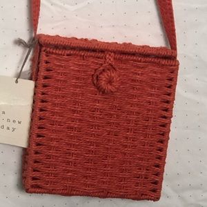A New Day Coral Straw Purse